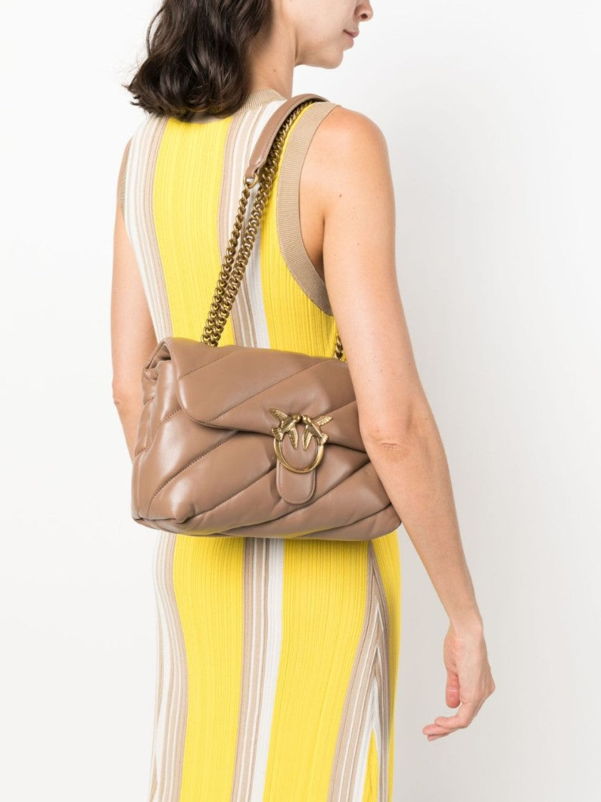Pinko Quilted Calf Leather Shoulder Bag