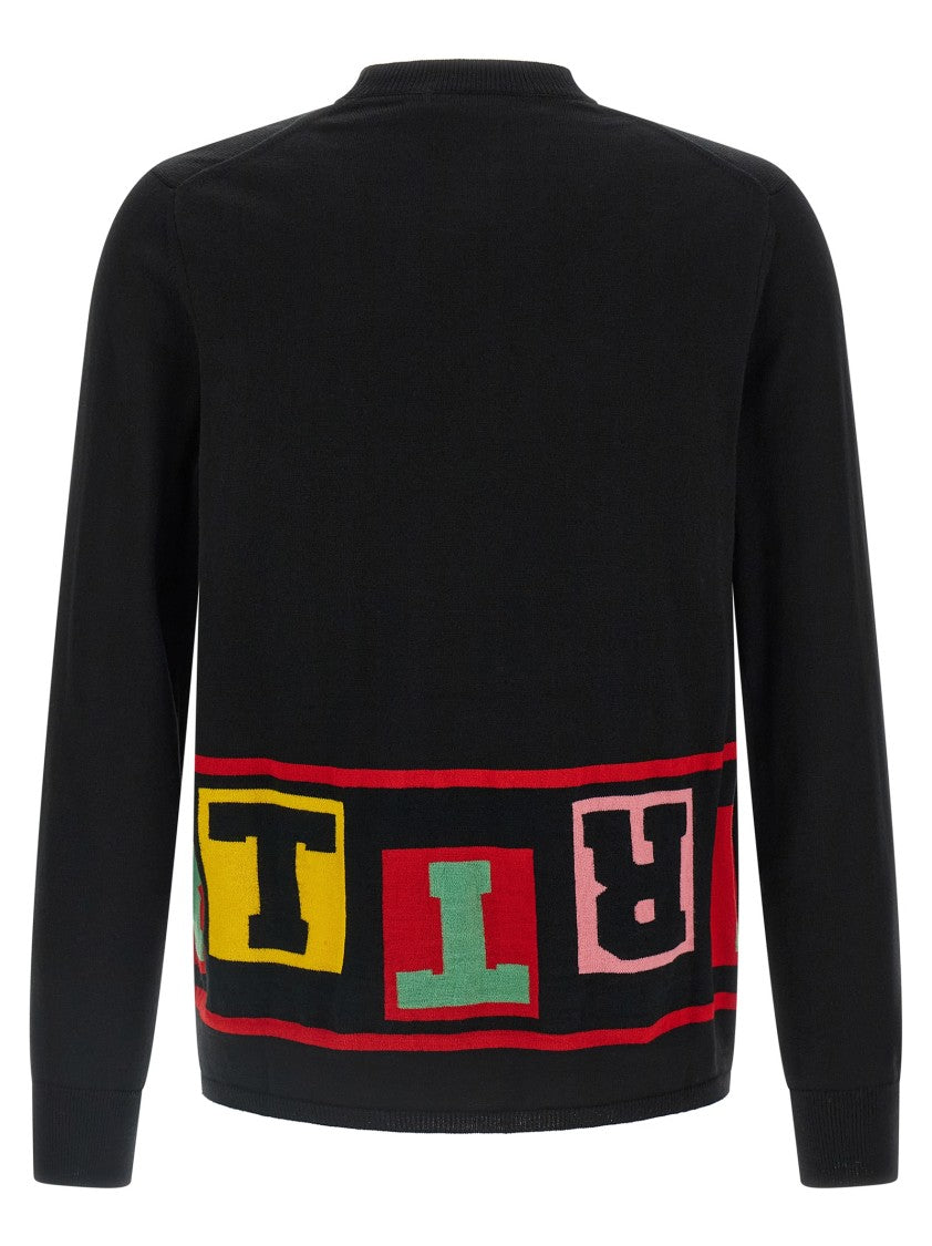 Comme Des Garçons Intarsia Knit Sweater With Colorful Lettering