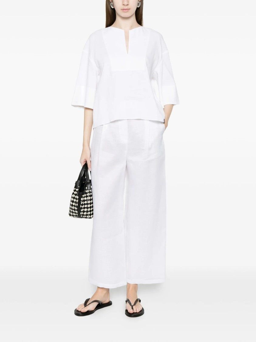 Max Mara White Mxpsospir Boxy Cotton Top