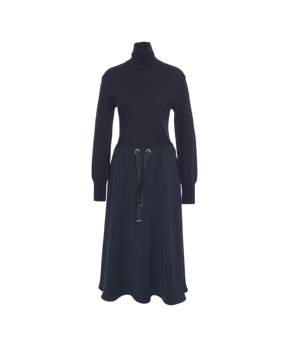 Herno Maxi Dress With High Collar And Adjustable Waist