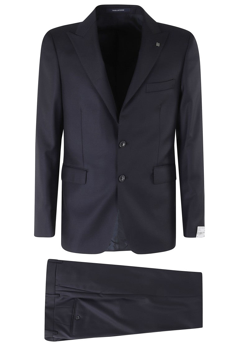 Tagliatore Blue Bruce Tailored Peak Lapel Wool Suit