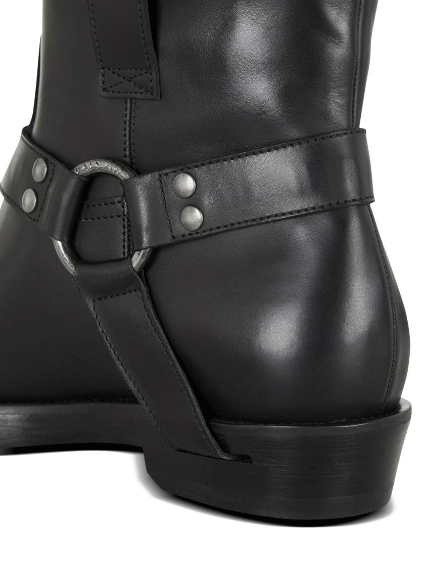 Balmain Black Double Pull Tab Square Boots
