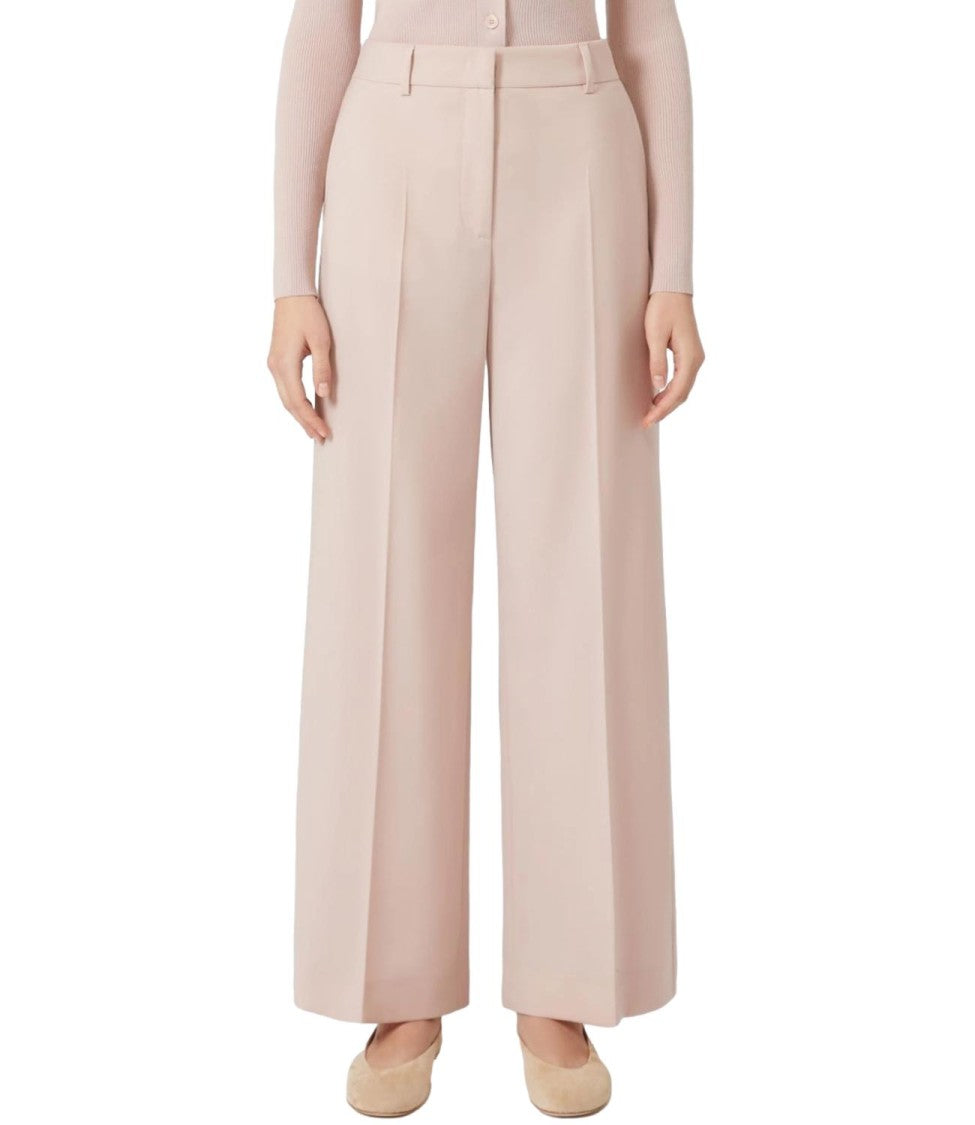 Max Mara Wide-Leg High-Waisted Trousers In Soft Blush Virgin Wool