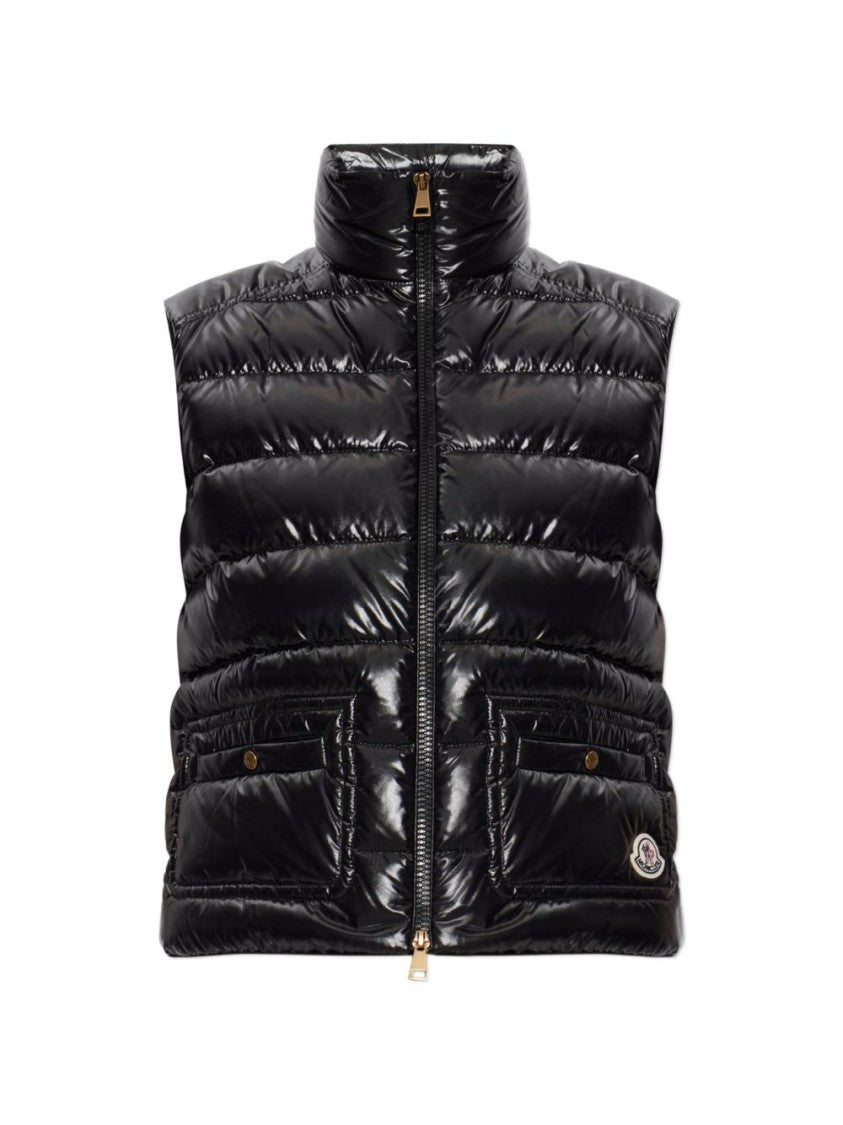 Moncler Black Glossy Quilted Sleeveless Jacket