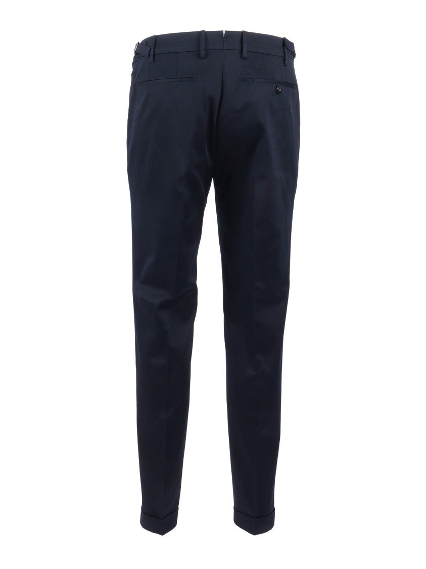 Berwich Blue Retro Inspired Tailored Straight-Leg Pants