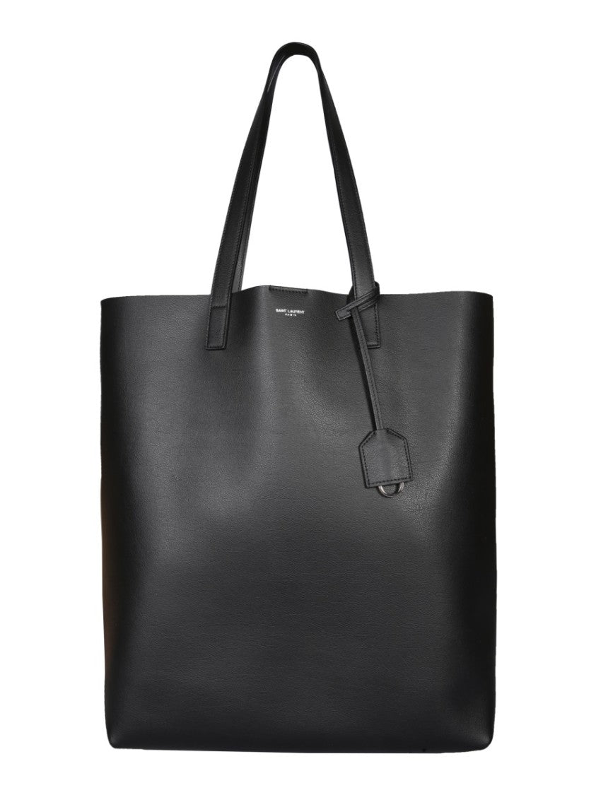 Saint Laurent Structured Black Calf Leather Borsa Shopping Tote