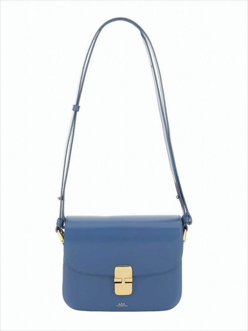 A.P.C. Structured Blue Cowhide Leather Shoulder Bag