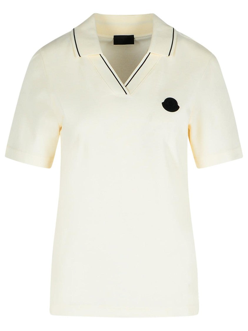 Moncler Ivory Cotton Polo Shirt