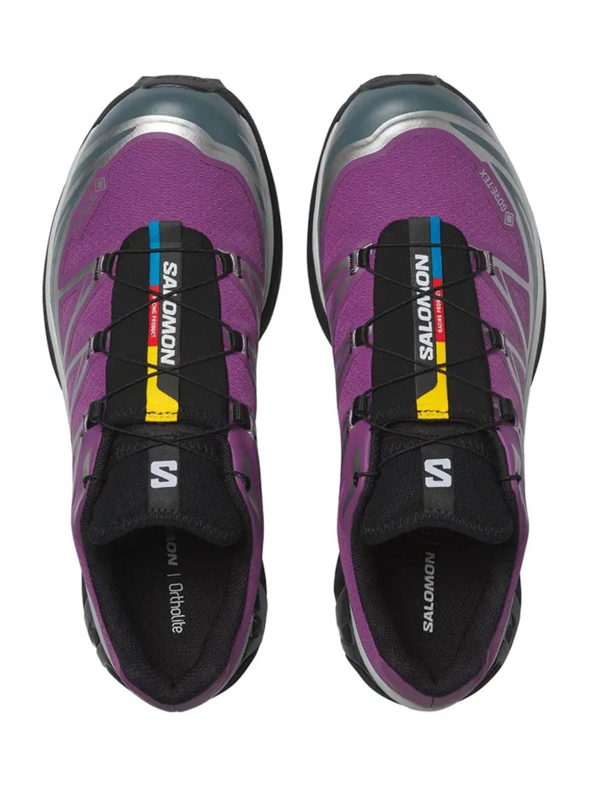 Salomon Grey Purple Logo Rubber Sneakers