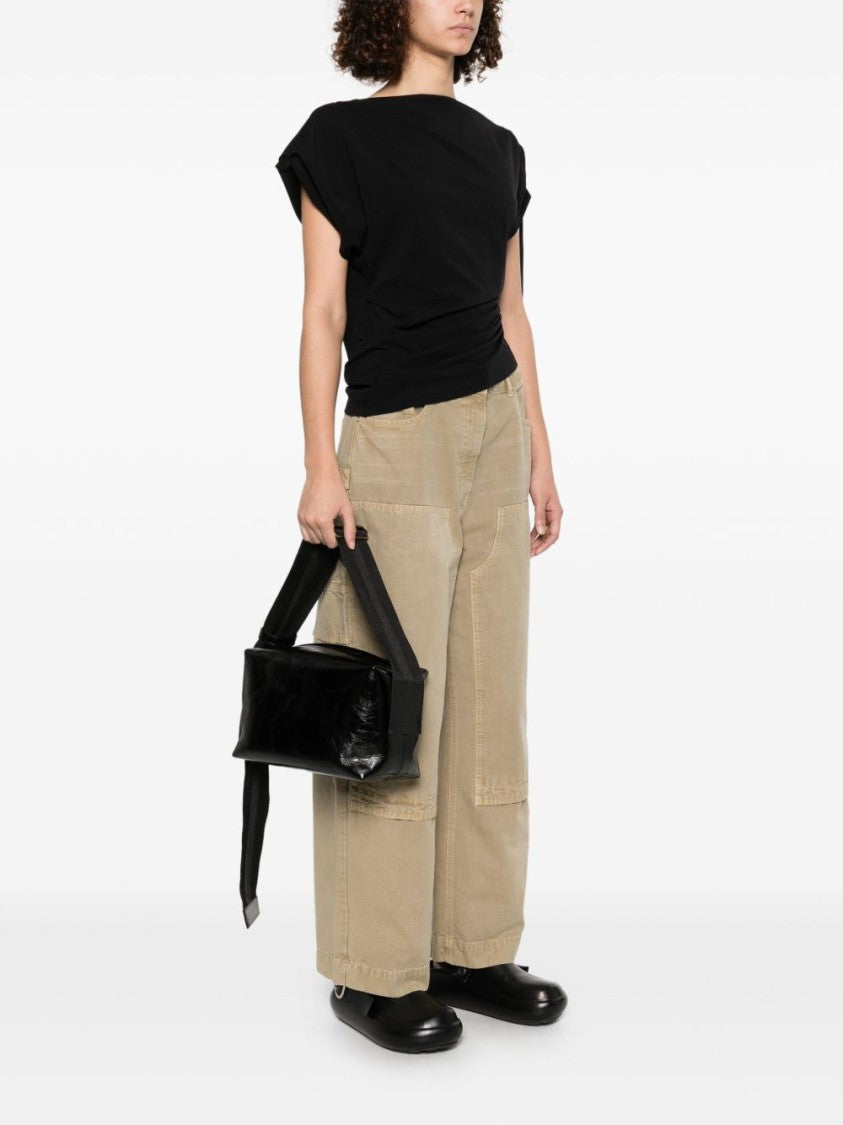 Uma Wang Glossy Leather Shoulder Bag With Adjustable Strap