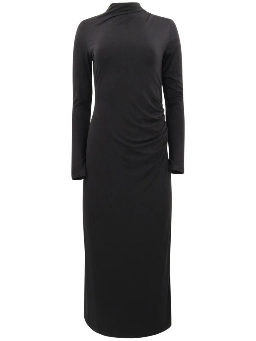 Vince L/S Turtle Nk Rouched Dress