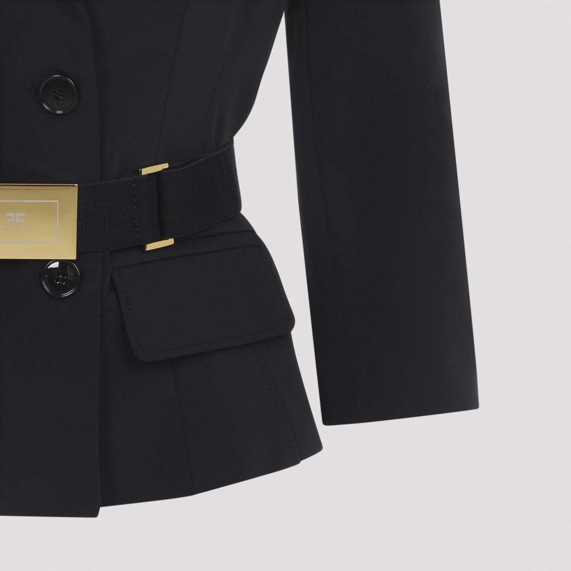 Elisabetta Franchi Double-Breasted Tailored Jacket With Gold Buckle Detail