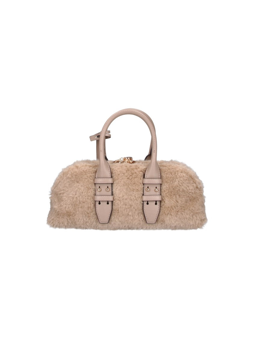 Pinko Grey Escape Teddy Fabric Handbag