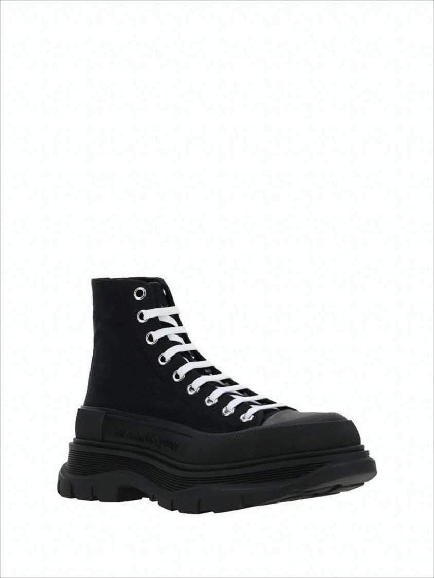 Alexander Mcqueen High-Top Canvas Sneakers With Rubber Sole