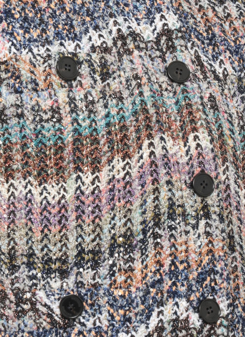 Missoni Multicolor Knitted Cardigan With Buttoned Pockets And Lurex Accents