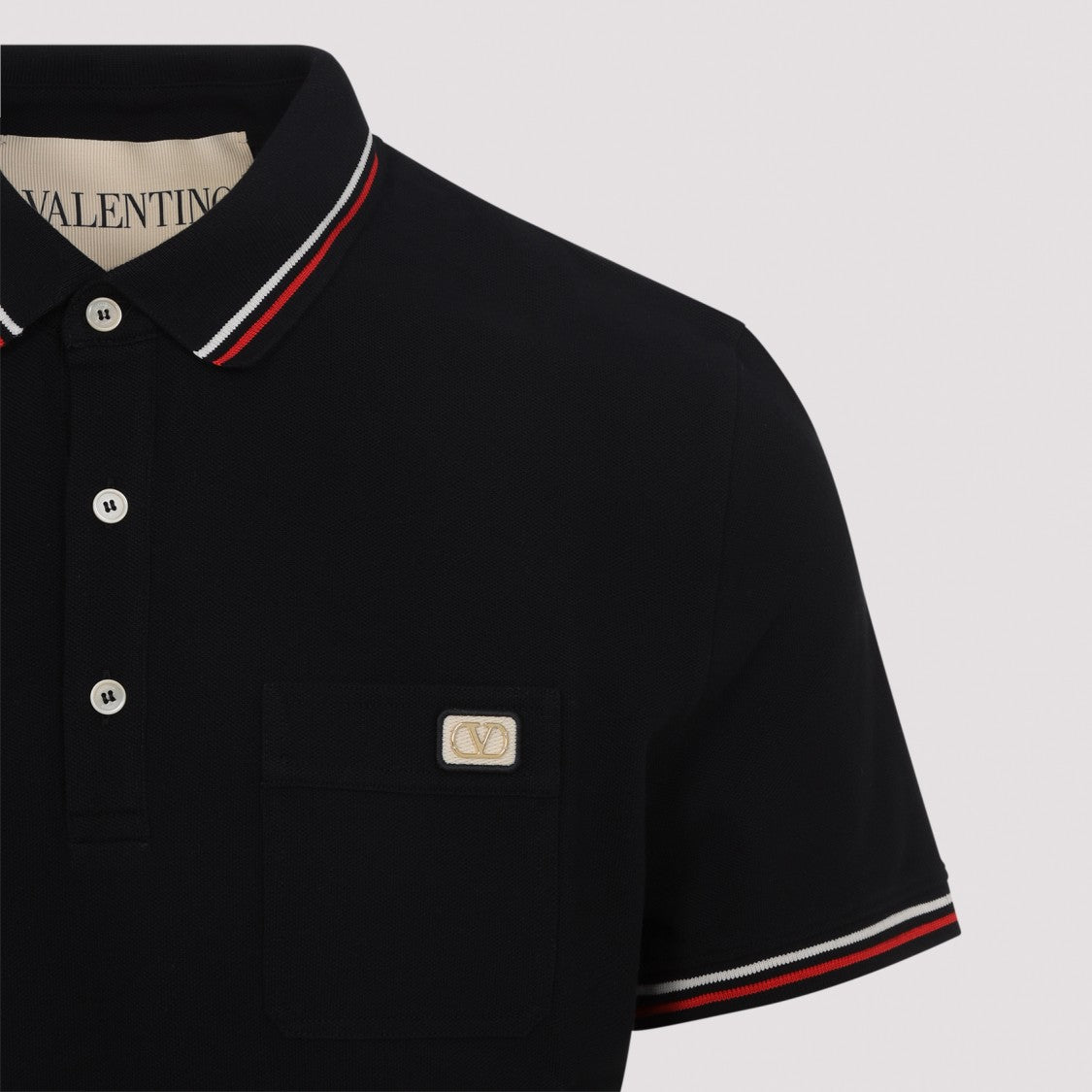 Valentino Polo Shirt With Structured Collar And Contrasting Stripes