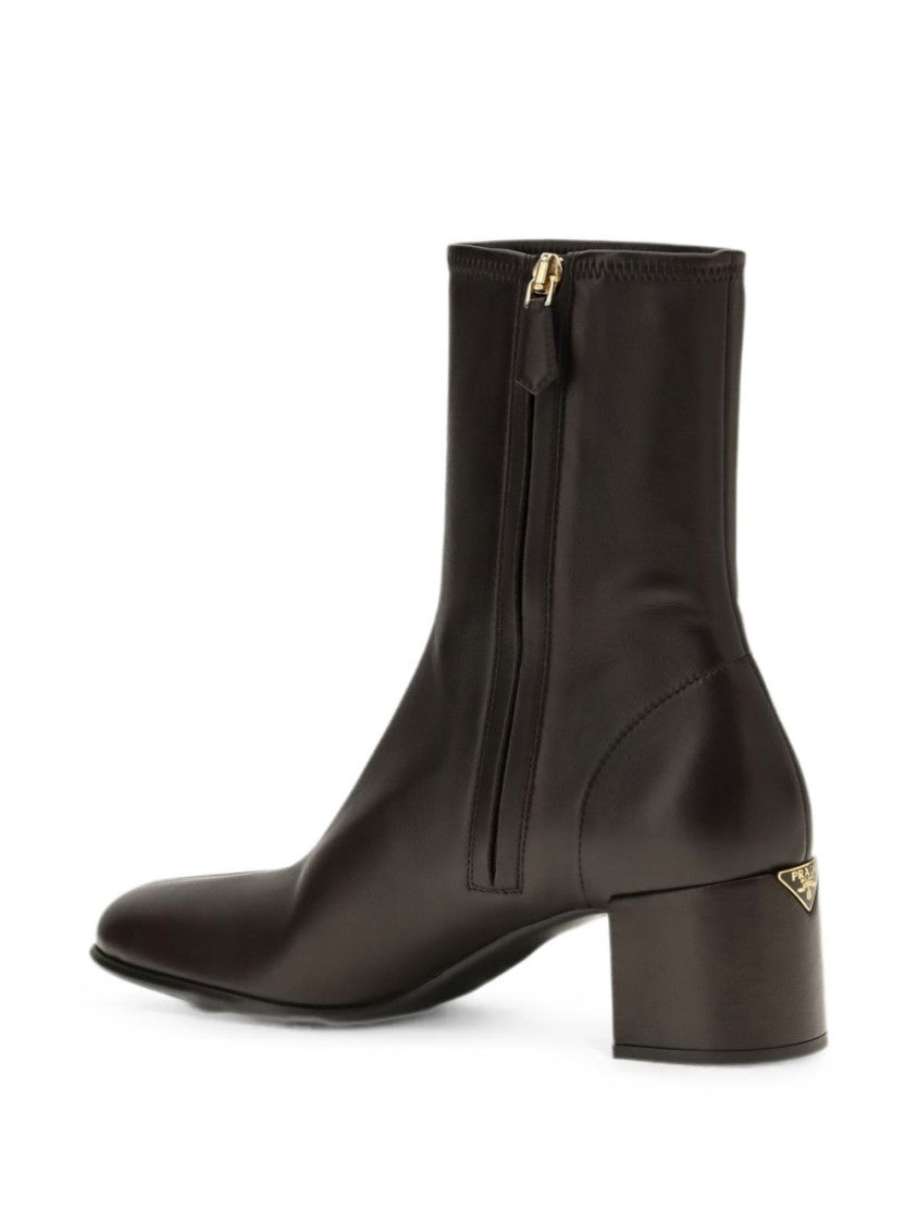 Prada Black Metallic Detail Leather Ankle Boots