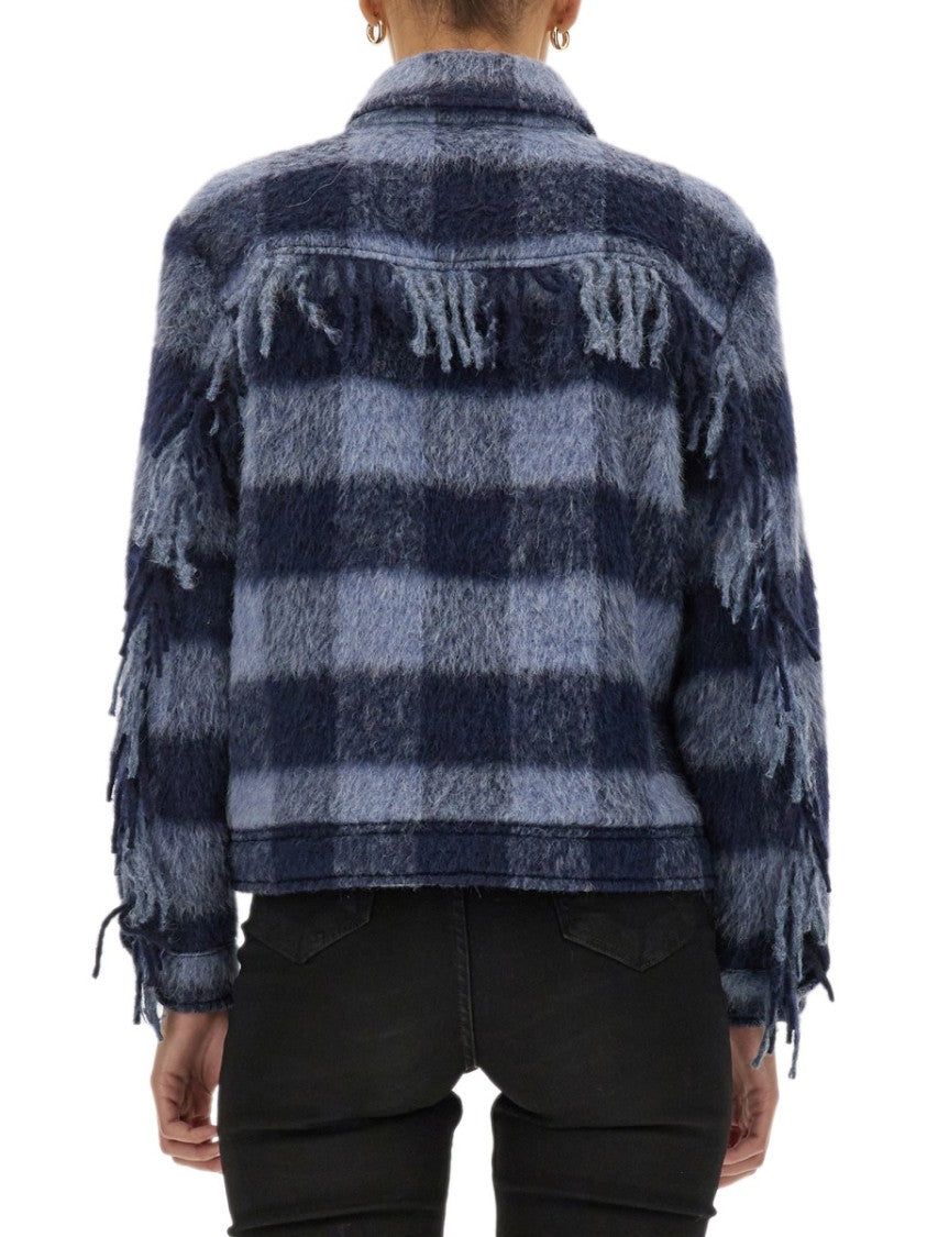 Woolrich Blue Checkered Wool Jacket