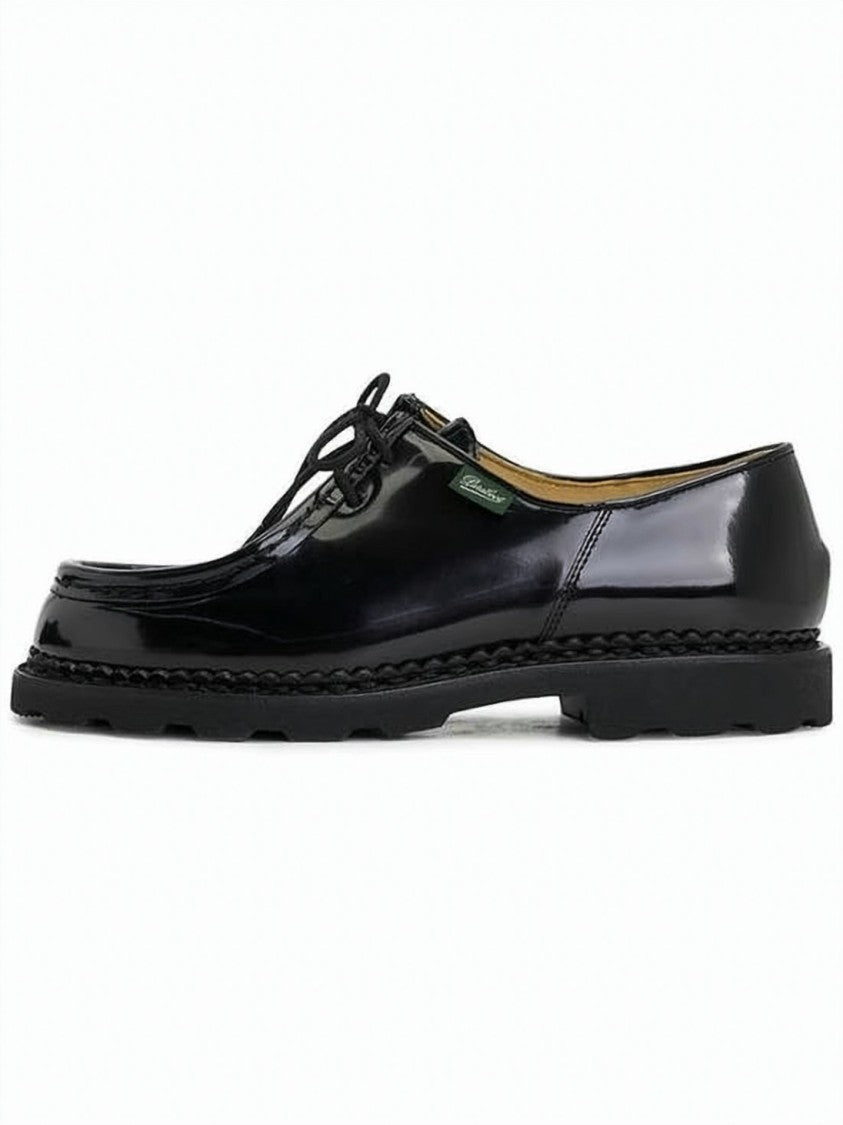 Paraboot Glossy Leather Lace-Up Shoes With Moccasin Toe