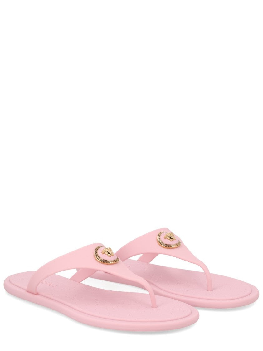 Versace Pink Medusa Emblem Tpu Thong Sandals