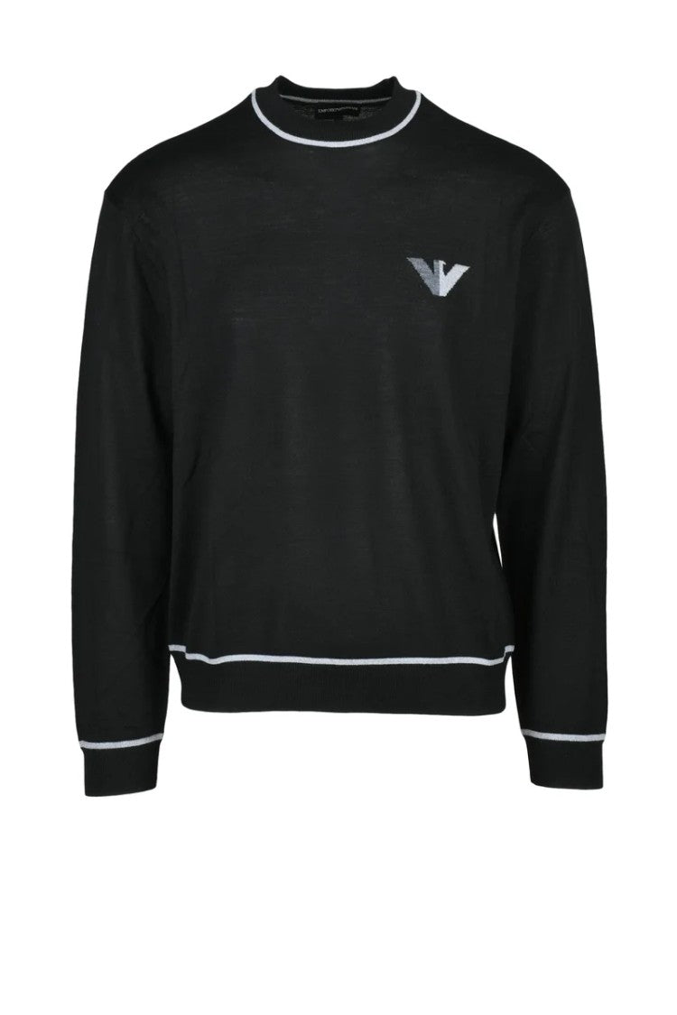 Emporio Armani Fine Knit Sweater Virgin Wool - Black
