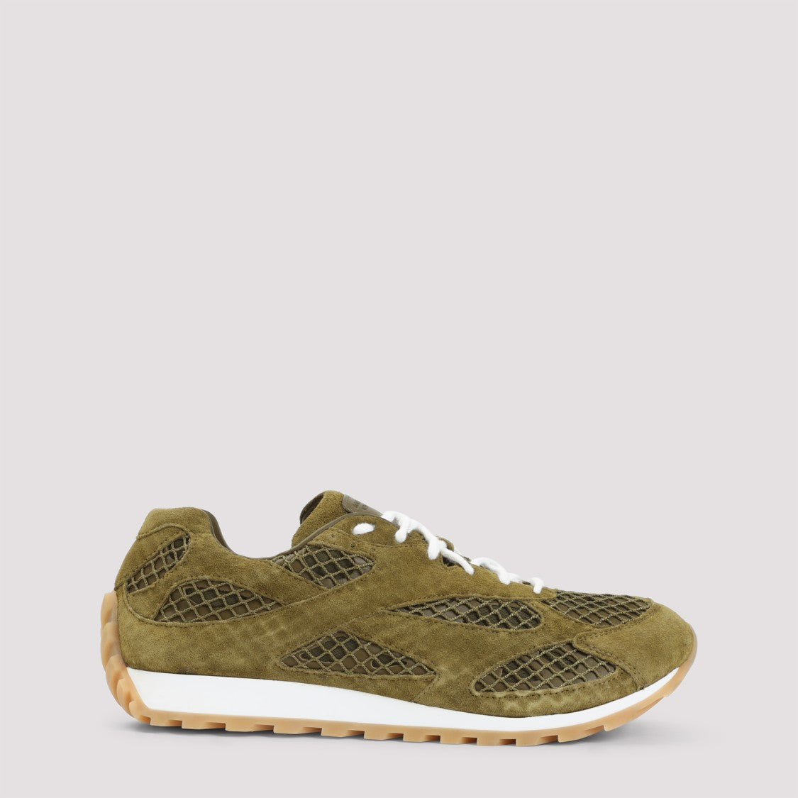 Bottega Veneta Olive Oil Green Suede Calf Leather Orbit Sneakers