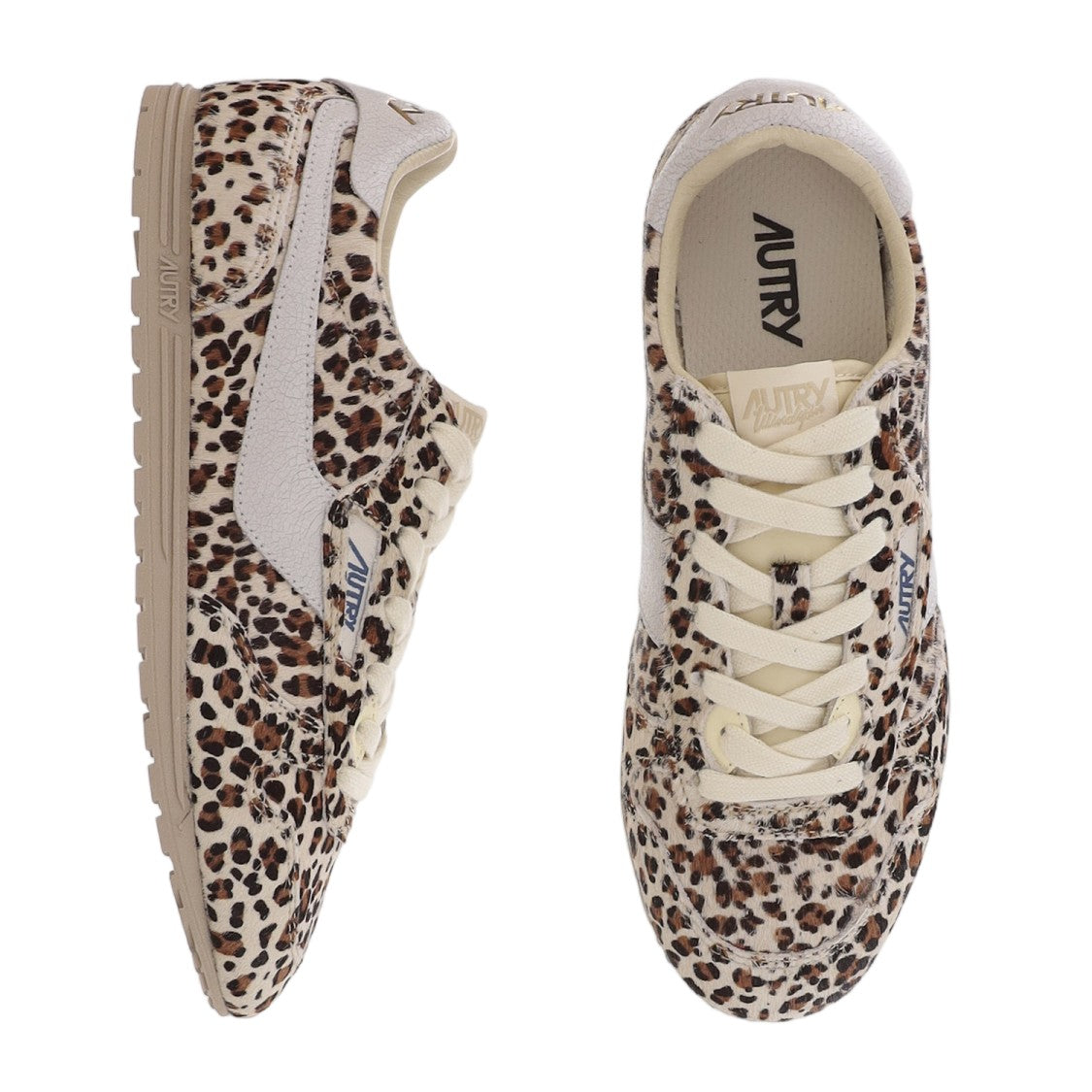 Autry Pony Skin Low-Top Sneakers With Animal Print And Contrast Heel Tab