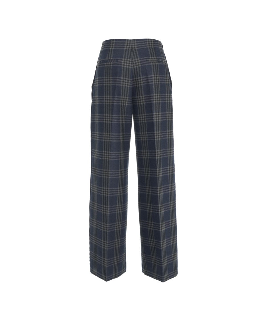 Ottod'ame Wide Fit Glencheck Pleated Trousers With Tailored Waistband