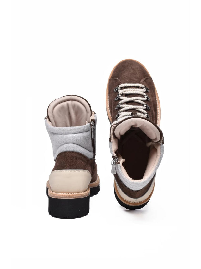 Eleventy Grey/Brown Suede Zip Boots