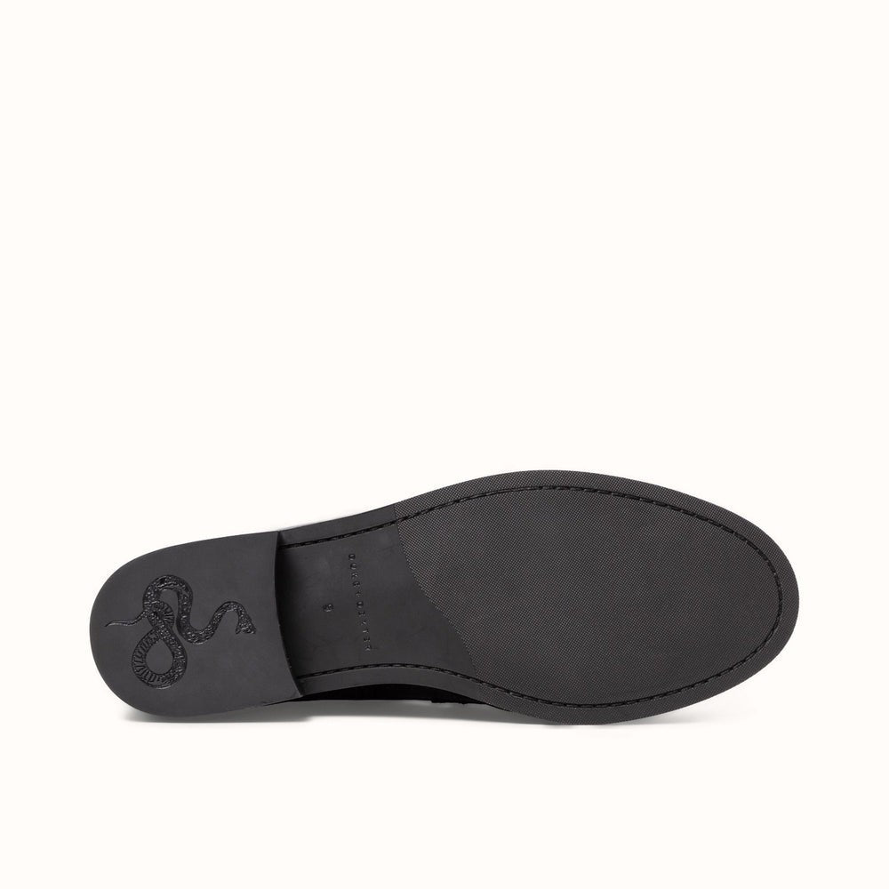 Duke + Dexter Black Hand-Stitched Ruched Nappa Leather Loafers