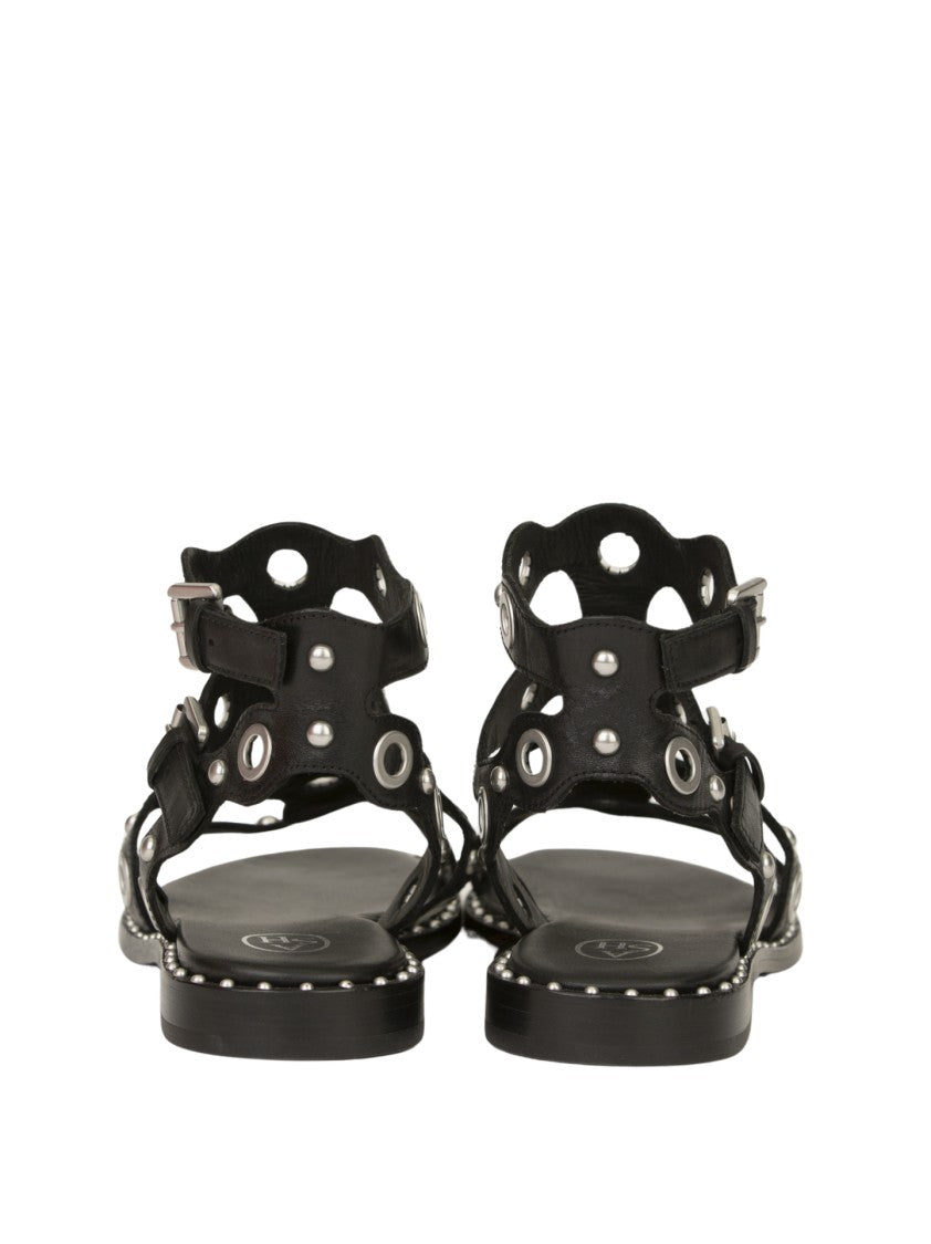 Ash Sandals With Circular Cutouts And Metallic Accents