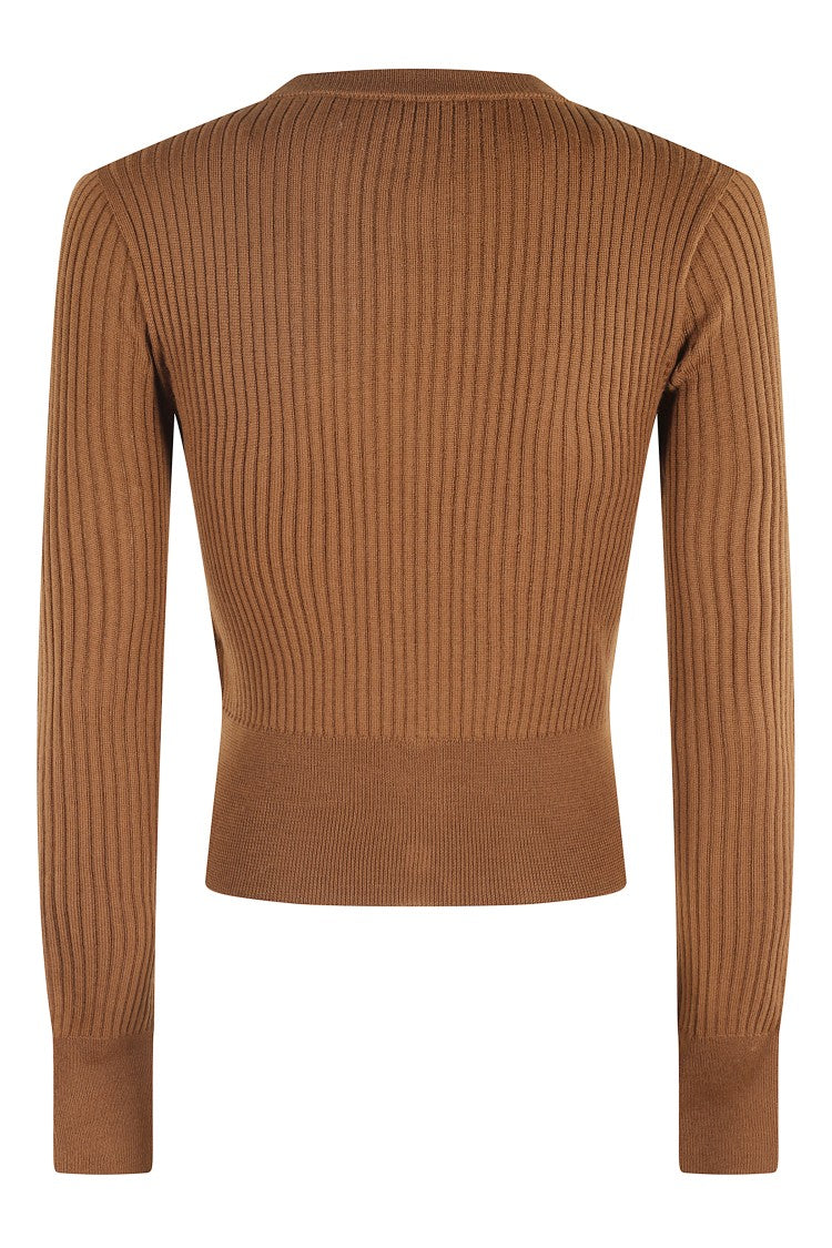 Roberto Collina Ribbed Knit Merino Wool Cardigan With Central Button Closure