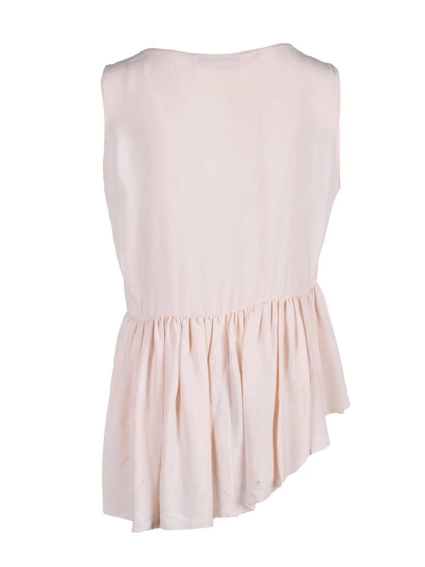 New York Industrie Pink Asymmetrical Peplum Hem Viscose Blouse