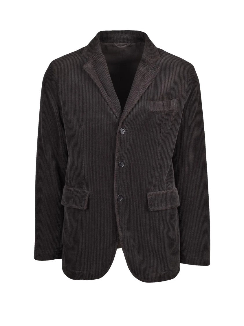 Aspesi Rich Cotton Velvet Blazer With Notch Lapel And Tailored Fit