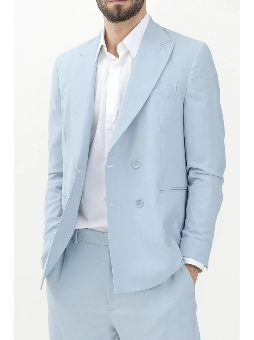 I M Brian Light Blue Polyester Viscose Elastane Jacket
