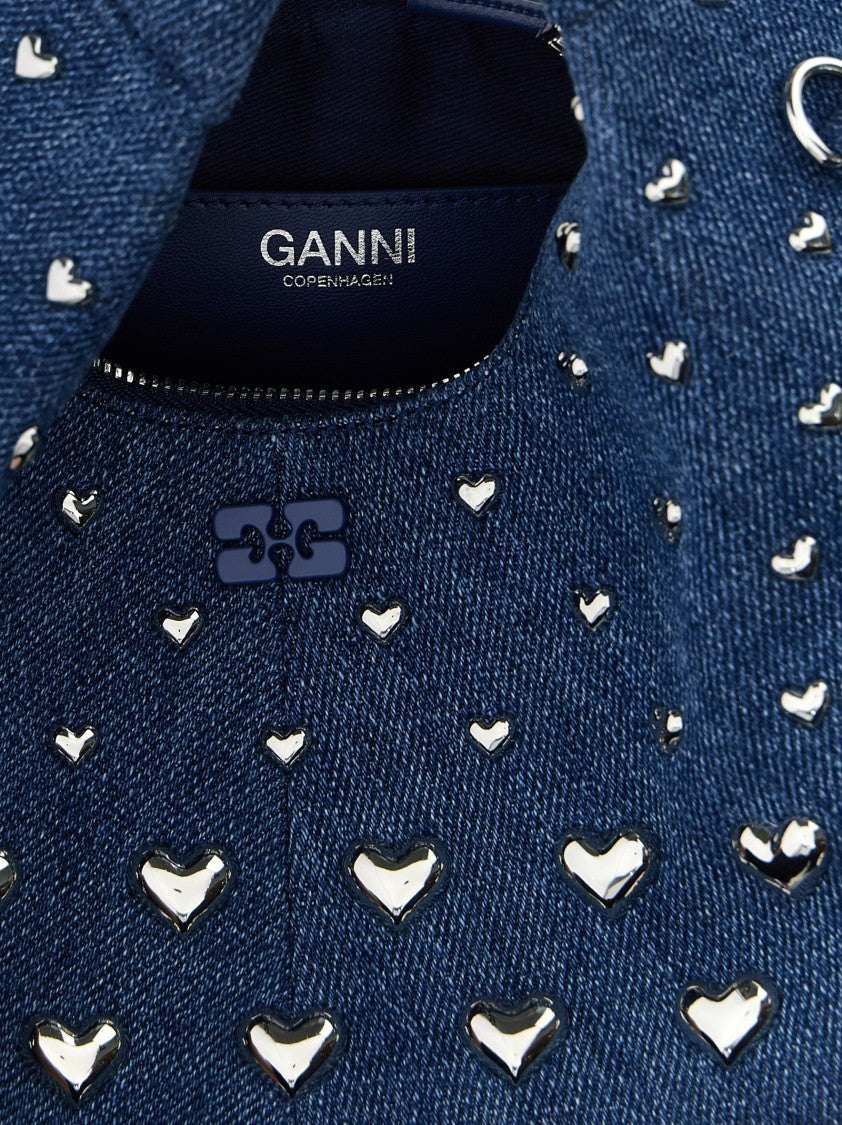 Ganni 'Denim Stud Mini Hobo' Handbag