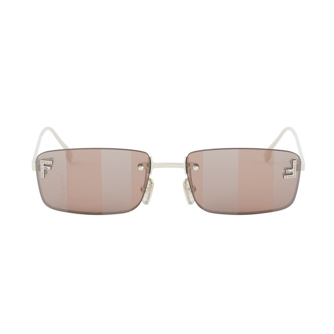 Fendi Gold Fendi First Crystal Metal Rectangular Sunglasses