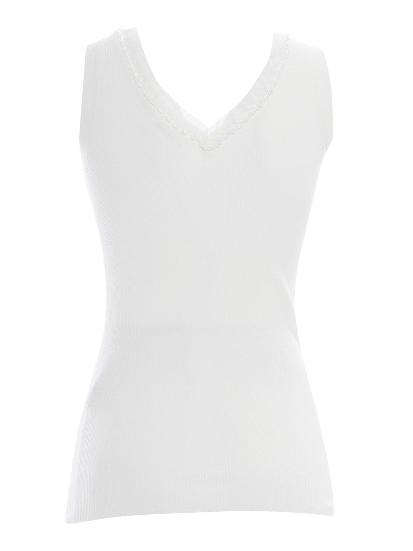 P.A.R.O.S.H. Fitted Sleeveless Top With Lace Trim