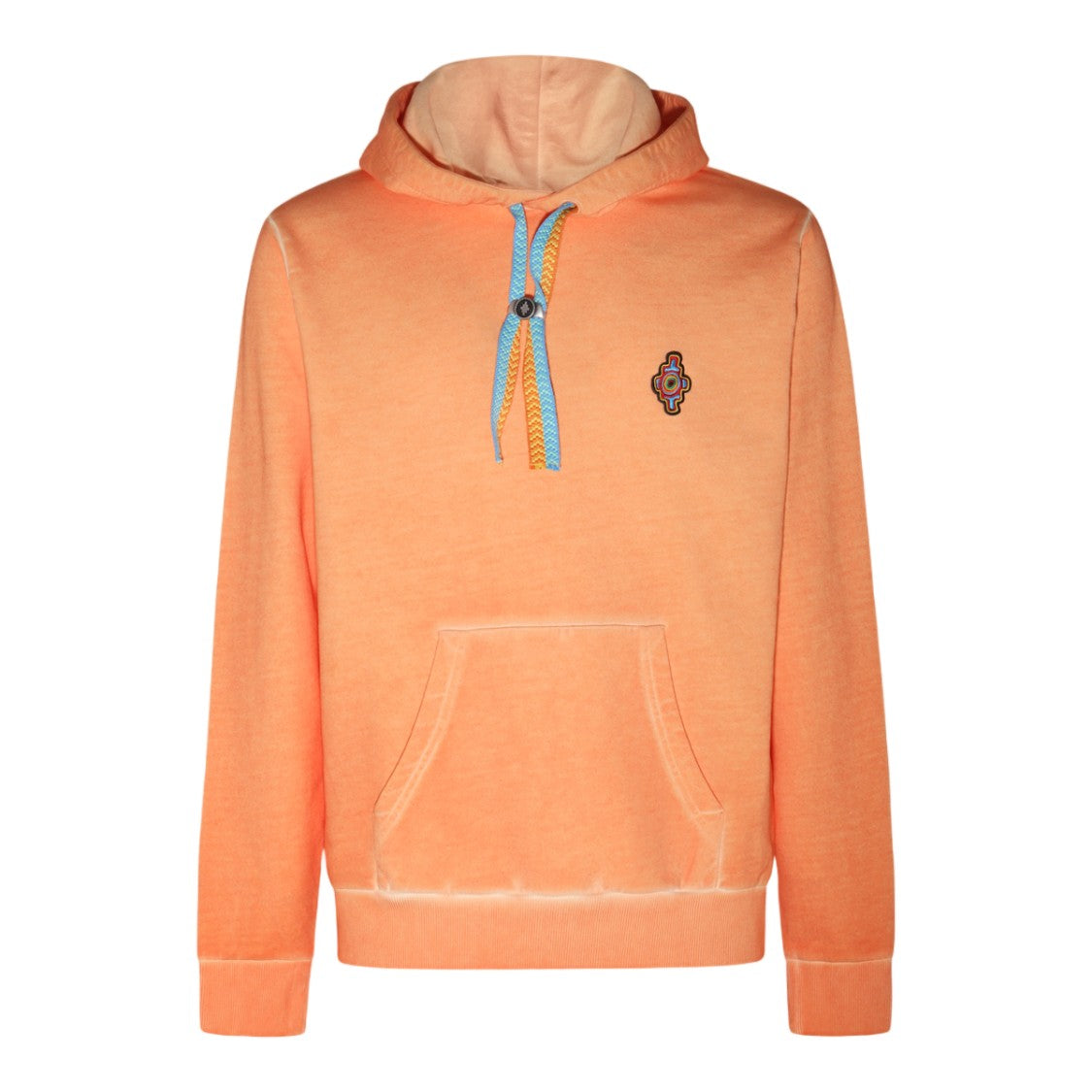 Marcelo Burlon Relaxed Fit Hoodie In Faded Orange With Contrasting Drawstrings