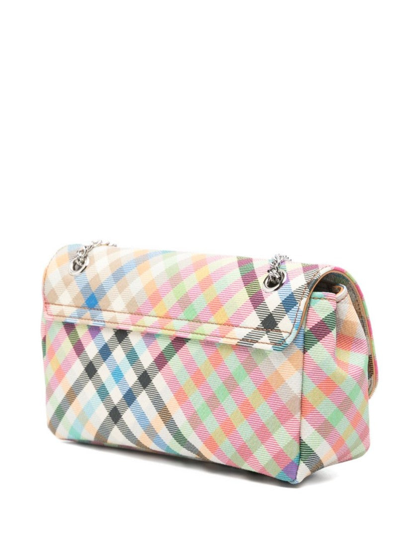 Vivienne Westwood Rectangular Cream Plaid Shoulder Bag