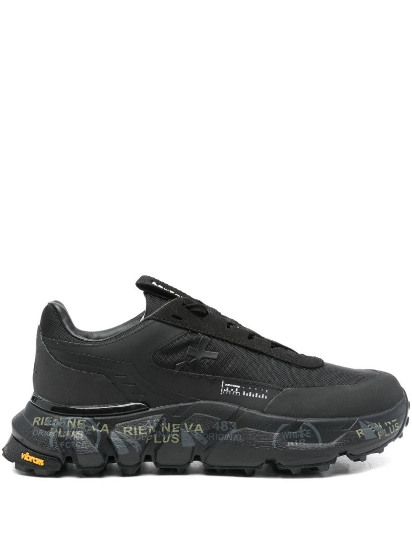 Premiata Low-Profile Black Sneakers With Textured Sole