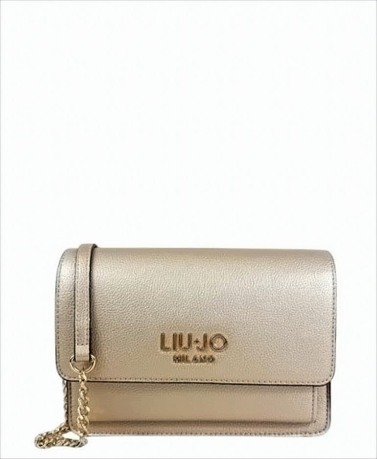 Liu Jo Medium Gold Shoulder Bag With Drummed Texture