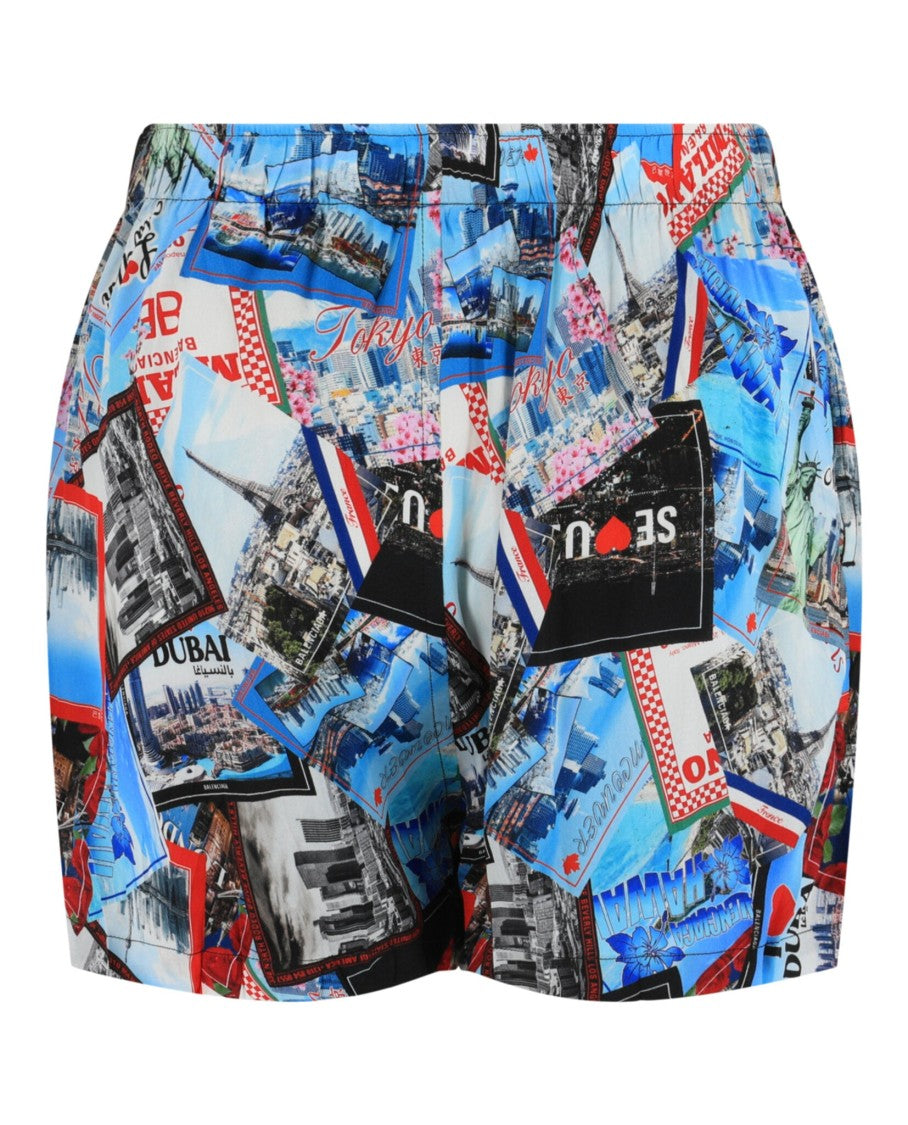 Balenciaga Mixed Scraves Silk Crepe Pyjama Shorts