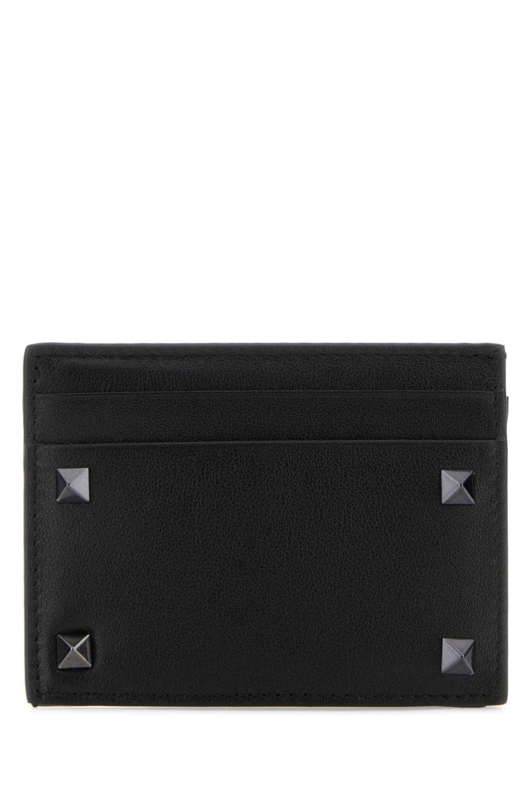 Valentino Garavani Black Leather Rockstud Card Holder