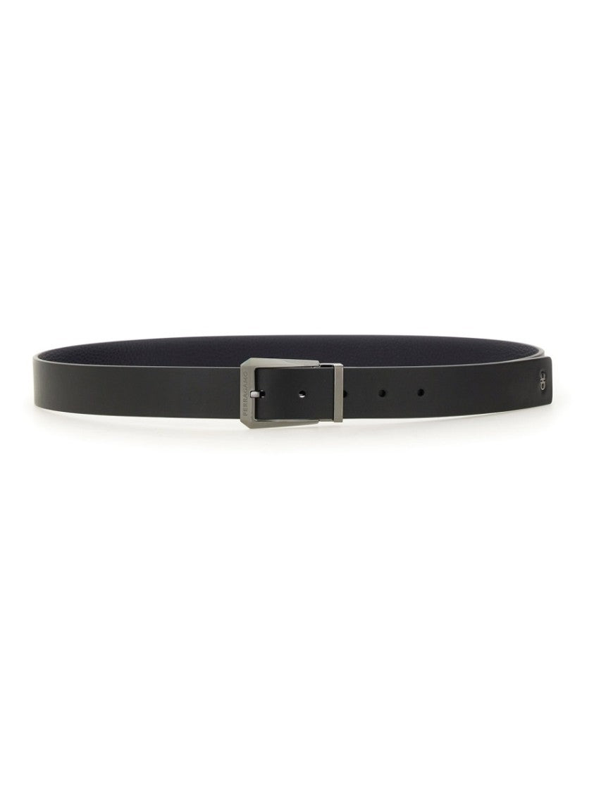 Ferragamo Smooth Black Calfskin Belt