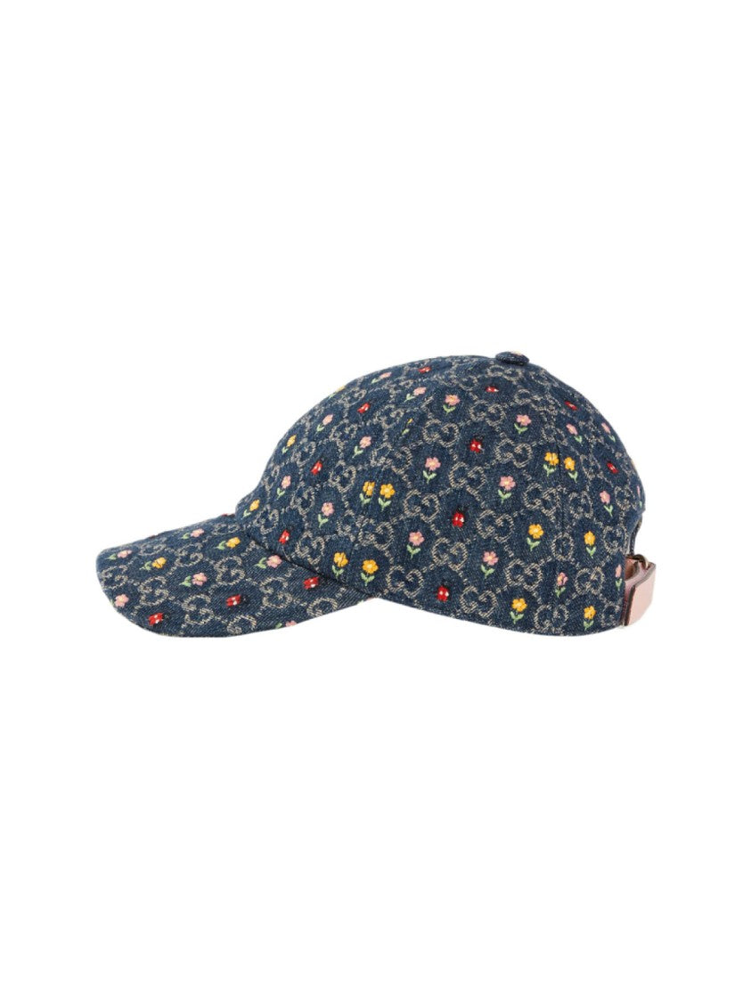Gucci Embroidered Gg Denim Baseball Cap