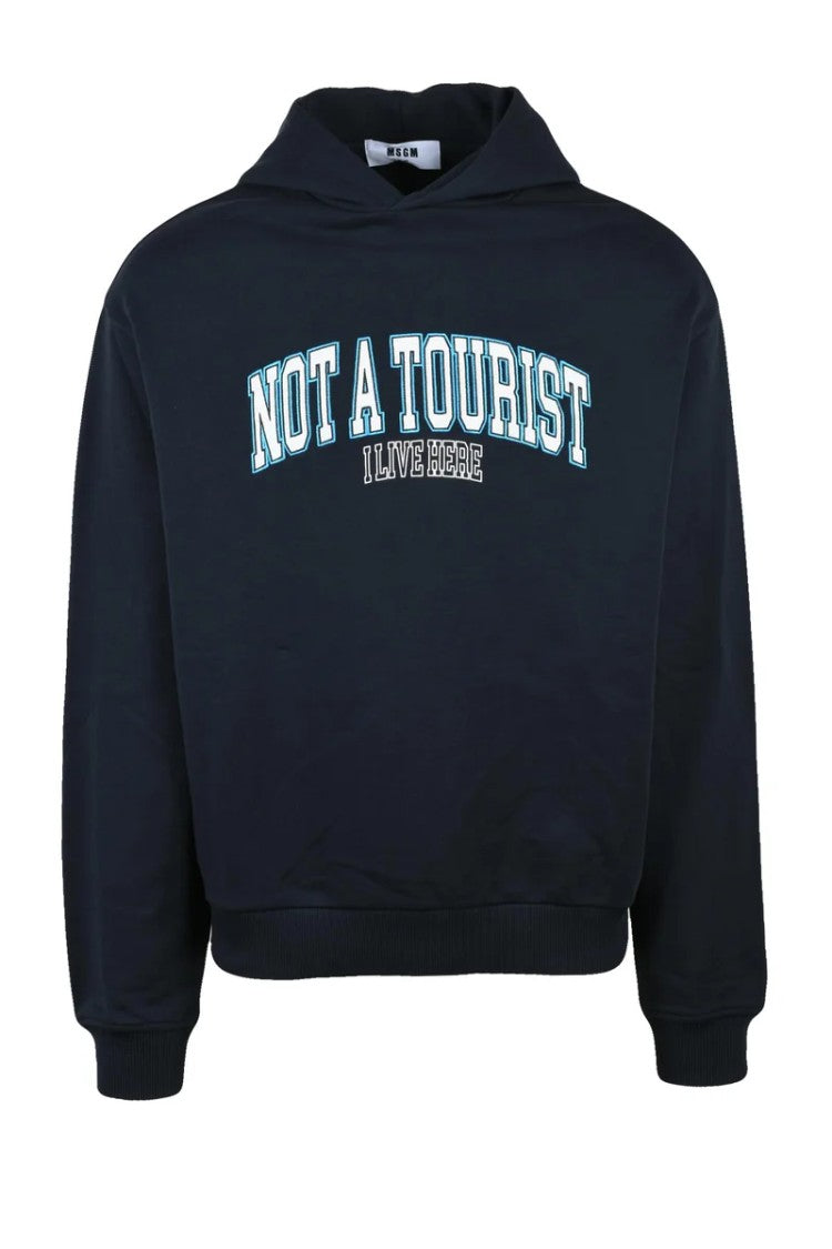 Msgm Cropped Cotton Hoodie With Collegiate-Style Print