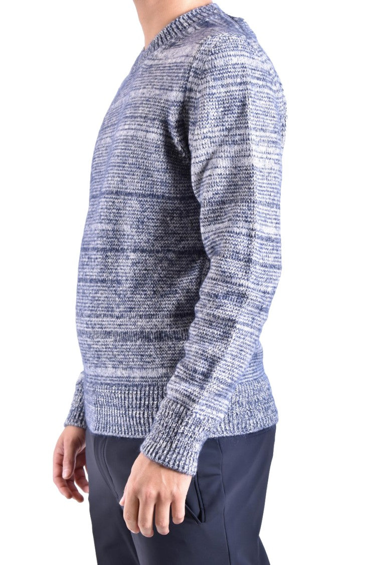 Dondup Textured Blue Knitwear With Classic Crew Neck
