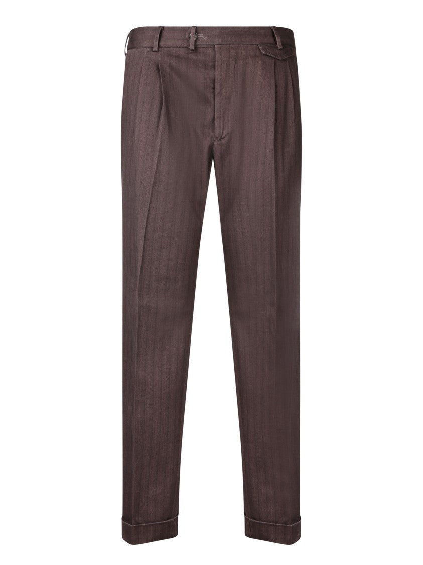 Dell'oglio Tailored Trousers With Subtle Stripes And Stretch Fit