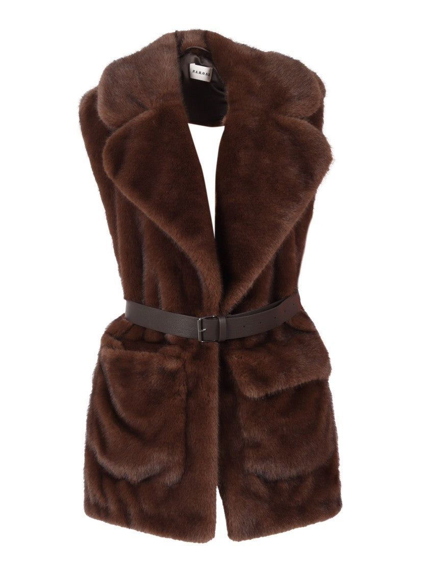 P.A.R.O.S.H. Sleeveless Vest With Plush Fur Exterior